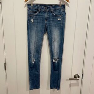 Rag Bone Jean Canyon Distressed Skinny Jeans Womens Size‎ 24 Blue Denim